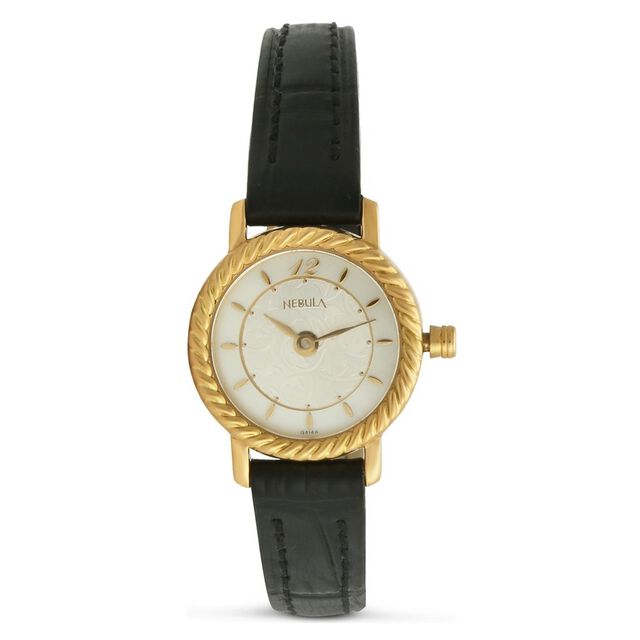 Amira Gold Titan Nebula Vintage 18k Gold Analog Leather Strap Watch for Men