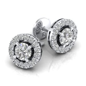 Amira Gold — Certified 1CT Round Diamond Halo Earrings