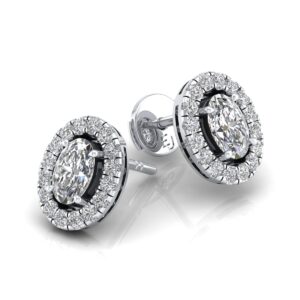 Amira Gold — Certified 1CT Oval Diamond Halo Earrings