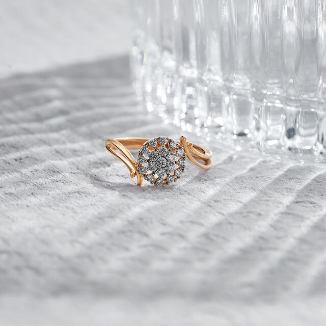 Amira Gold Exquisite Floral Diamond Ring in White and Rose Gold