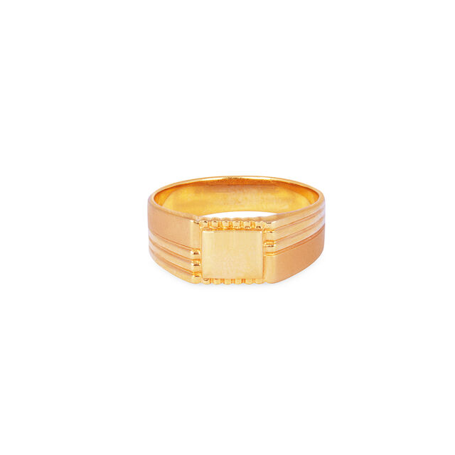Amira Gold Handsome 22 Karat Yellow Gold Textured Square Ring