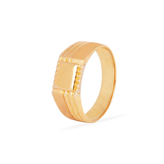 Amira Gold Handsome 22 Karat Yellow Gold Textured Square Ring - Image 1
