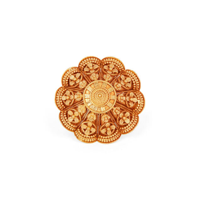 Amira Gold Magnificent 22 Karat Yellow Gold Floral Beaded Ring