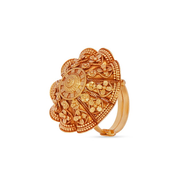 Amira Gold Magnificent 22 Karat Yellow Gold Floral Beaded Ring