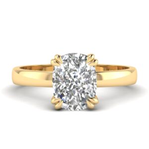 Amira Gold — Amala: Elongated Cushion Diamond Ring in Thick band