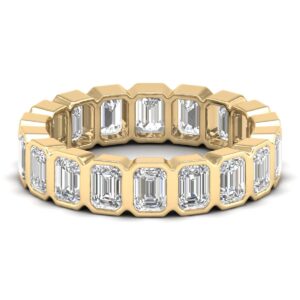 Amira Gold — Certified Bezel Emerald Diamond Eternity Ring