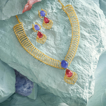 Amira Gold — Uncut Diamond Necklace Set