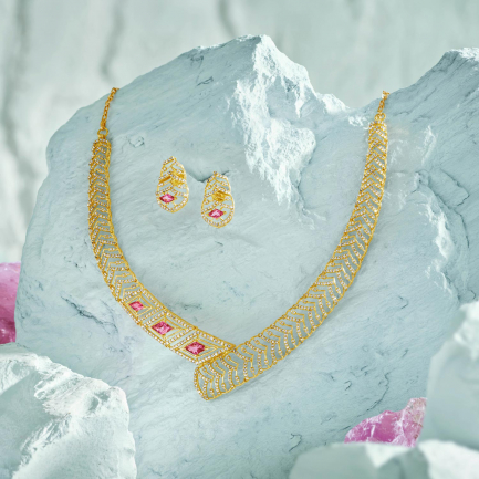 Amira Gold — Uncut Diamond Necklace Set
