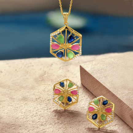 Amira Gold — Gemstone Pendant Set