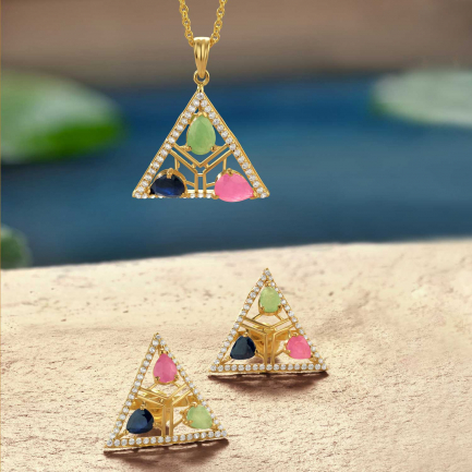 Amira Gold — Gemstone Pendant Set