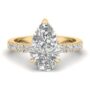 Amira Gold — Yasmeen: Pear Diamond Solitaire Ring with diamond band