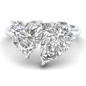 Amira Gold — Ayra: Certified 5CT Toi & Moi Heart and Pear Diamond Ring