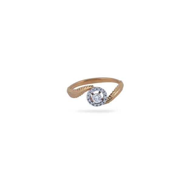 Amira Gold Leaf Vein Filigree Diamond Ring