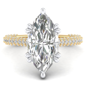 Amira Gold — Shamsa: Certified Three Row Pave Marquise Solitaire Diamond Ring